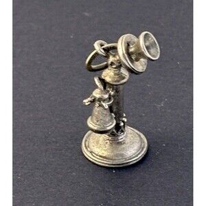 VTG Beau Sterling Silver Old Fashioned Phone Charm Bracelet Charm 5.33 GR